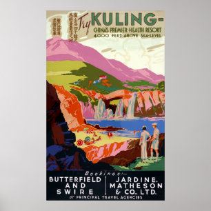 Poster Jogador de golfe de Kuling China do vintage e