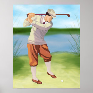 Pôster Jogador de golfe do vintage pelo Riverbank