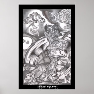 Pôster Jogador de golfe louco