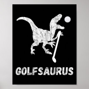 Poster Jogador de Golfe Miniatura Engraçado Golfista Dino