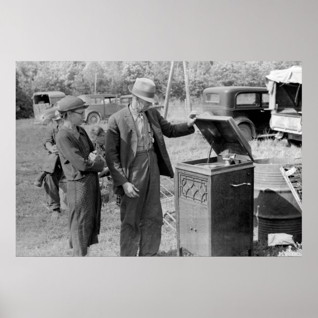 Pôster Jogador de Gravação Antiquado, anos 30 (Frente)