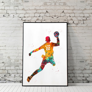 Poster Jogador de Handebol Colorido