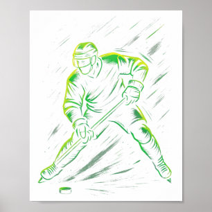 Poster Jogador de Hóquei - Atleta de Hóquei no Gelo Espor