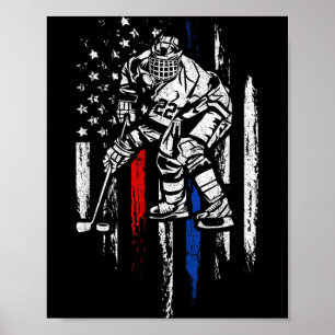 Poster Jogador De Hóquei Bandeira Americana Patriótica EU