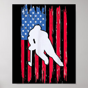Poster Jogador de hóquei da bandeira americana 4 de julho