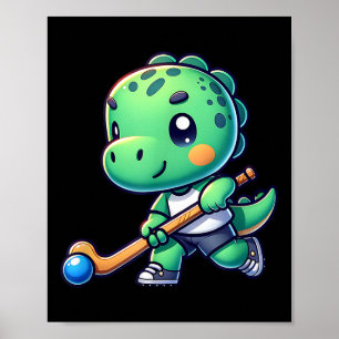 Poster Jogador de hóquei de campo de dinossauro fofo