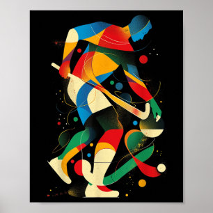 Poster Jogador de hóquei de campo estético no campo atlét