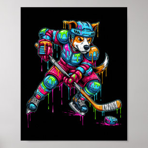 Poster Jogador de Hóquei de Sorvete de Gotejamento de Cac