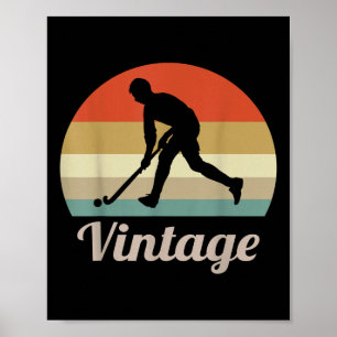 Poster Jogador de Hóquei em Campo Estilo Vintage Retro Di
