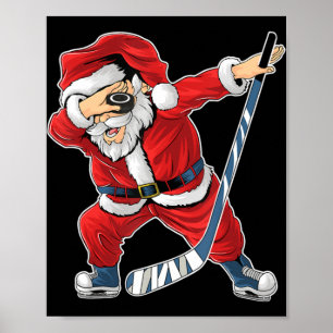 Poster Jogador de Hóquei em Gelo Dabbing Santa Claus Chri