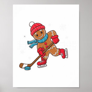 Poster Jogador de Hóquei Natal Divertido Homem de Biscoit