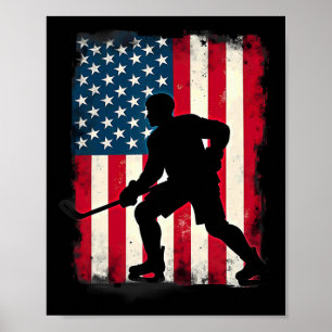 Poster Jogador de hóquei no gelo da bandeira americana pa