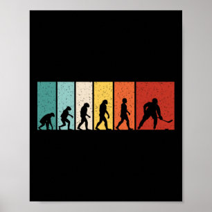 Poster Jogador de Hóquei no Gelo Retro Evolução do Hóquei