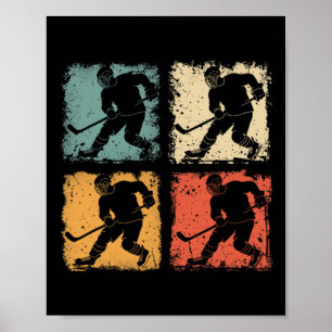 Poster Jogador de Hóquei no Gelo Vintage Clic Gráfico Est