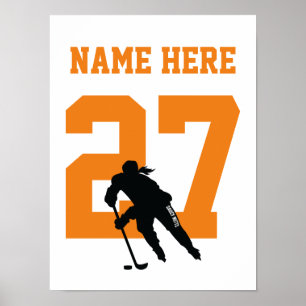 Poster Jogador de hóquei personalizado feminino: Laranja