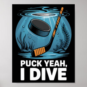 Poster Jogador de Hóquei Subaquático Puck Sim Esporte Aqu