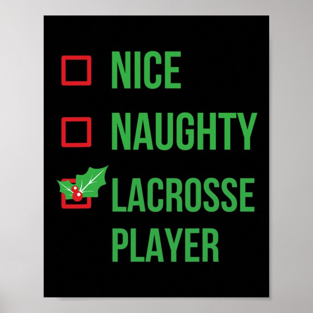 Poster Jogador de Lacrosse Engraçado Presente de Natal do (Frente)
