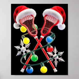 Poster Jogador de Lacrosse Luzes de Natal Chapéu de Papai