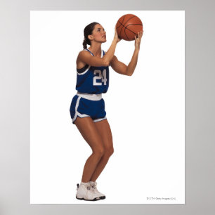 Poster Jogador de mulheres jogando basquete