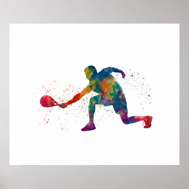 Poster Jogador de pádel em aquarela (Frente)