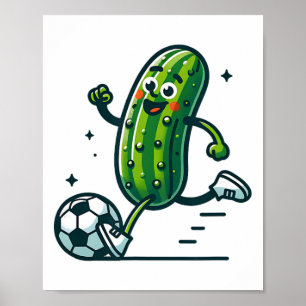 Poster Jogador de Pepino de Futebol Engraçado Chutando By