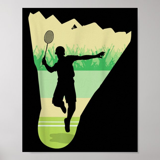 Poster Jogador de Peteca Retro Vintage Badminton (Frente)