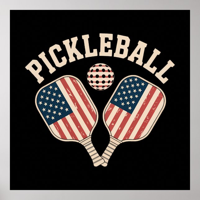 Poster Jogador de Pickleball da Bandeira dos EUA (Frente)