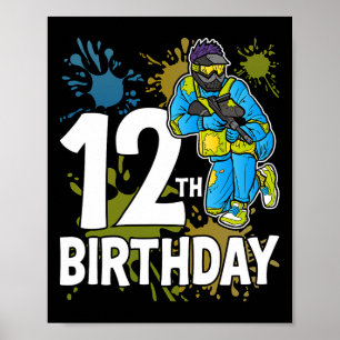 Poster Jogador de pintura de Festa de aniversário 12 Game