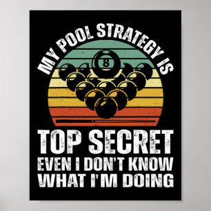 Poster Jogador de Piscina Billiard Minha Estratégia de Pi