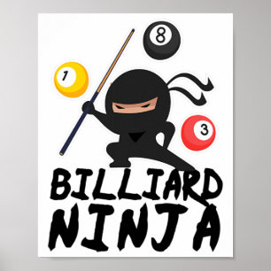 Poster Jogador de Piscina Billiard Ninja 8, Engraçado