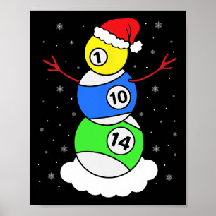 Poster Jogador de Piscina de Camisas de Natal Billiers Ch