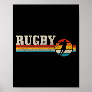 Poster Jogador de Rugby Vintage Esporte Retro Homens Meni
