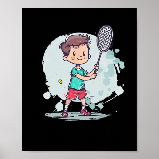 Poster Jogador de Shuttle do Boy Badminton (Frente)