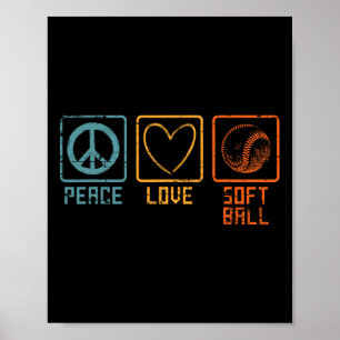 Poster Jogador de Softbol Esportivo Sinal de Paz Hippie A