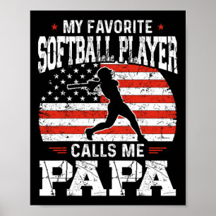 Poster Jogador de Softbol Favorito Me Chama de Papai Dia