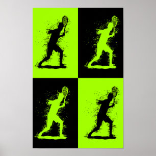 Poster Jogador de Tênis Abstrato - Estilo Aquarela - Verd