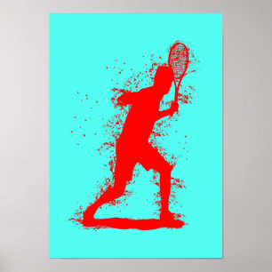 Poster Jogador de Ténis - Arte em Aquarela Abstrata