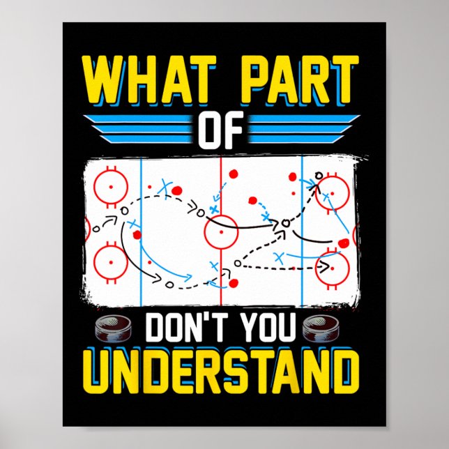 Poster Jogador de treinador de hóquei divertido Que parte (Frente)