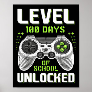 Poster Jogador De Vídeo 100º Dia De Nível Escolar 100 Dia