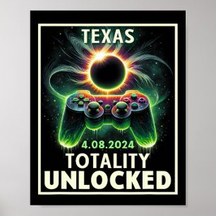 Poster Jogador de Vídeo do Texas 2024 Total Solar Eclipse