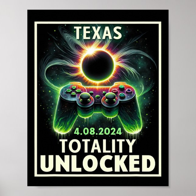 Poster Jogador de Vídeo do Texas 2024 Total Solar Eclipse (Frente)