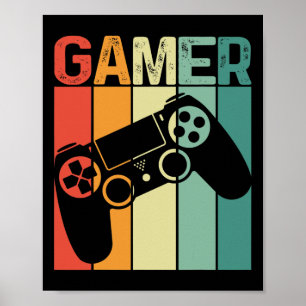 Poster Jogador de Video Game Gamer Retrô Adicto em Jogos