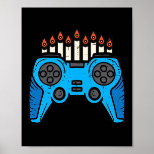 Poster Jogador de Video Game Judaico Hanukkah Chanukah Ho