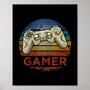 Poster Jogador de Video Game Retro Gamer Meninos Meninas