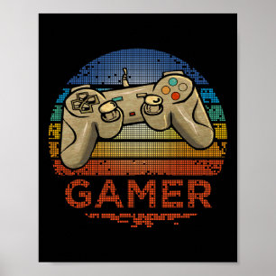 Poster Jogador de Video Game Retro Gamer Meninos Meninas