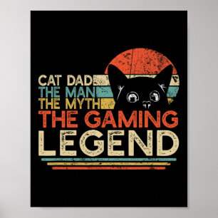 Poster Jogador de Vídeo Jogador de Gato Pai Homem Mito Le