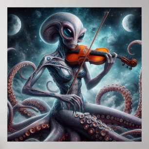 Poster Jogador de Violino de Octopus de Octopus de Aliení
