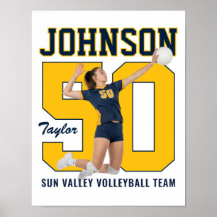 Poster Jogador de Volei Número Foto Personalizada Esporte
