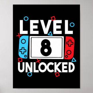 Poster Jogador Desbloqueou o Nível 8 Aniversário de 8 ano