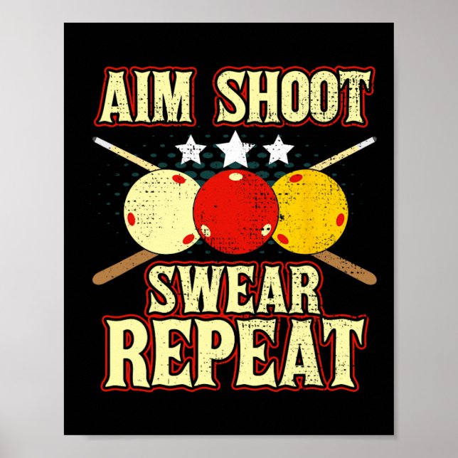 Poster Jogador Funny Billiards Routine Aim Shoot Sweot Re (Frente)